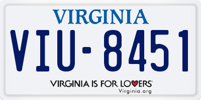 VA license plate VIU8451