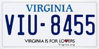 VA license plate VIU8455