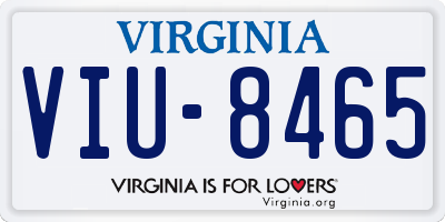 VA license plate VIU8465