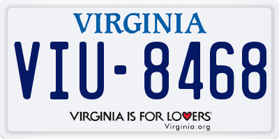 VA license plate VIU8468