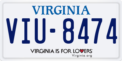 VA license plate VIU8474