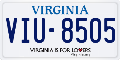 VA license plate VIU8505