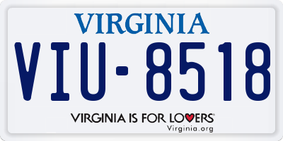 VA license plate VIU8518