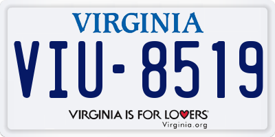 VA license plate VIU8519