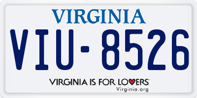 VA license plate VIU8526