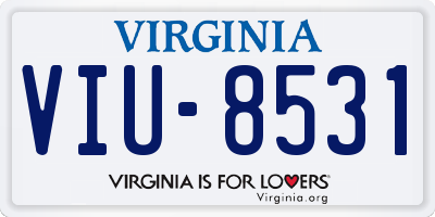 VA license plate VIU8531