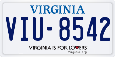 VA license plate VIU8542