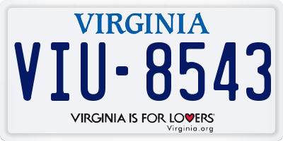 VA license plate VIU8543