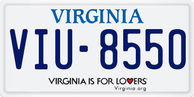 VA license plate VIU8550