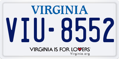 VA license plate VIU8552