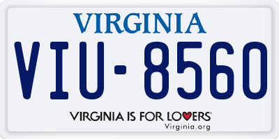 VA license plate VIU8560