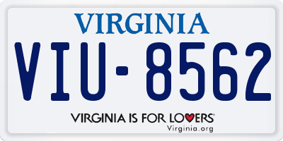 VA license plate VIU8562