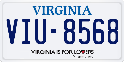 VA license plate VIU8568