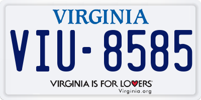 VA license plate VIU8585