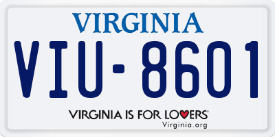 VA license plate VIU8601