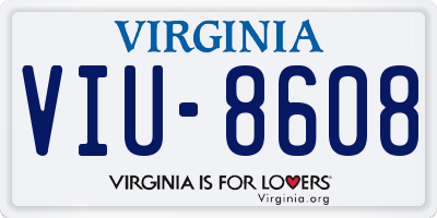VA license plate VIU8608