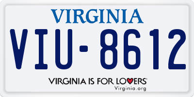 VA license plate VIU8612