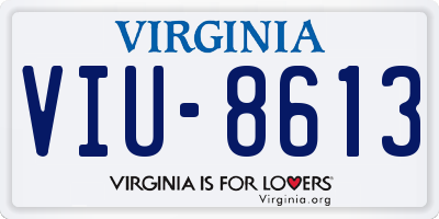VA license plate VIU8613