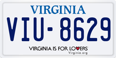 VA license plate VIU8629