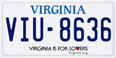 VA license plate VIU8636
