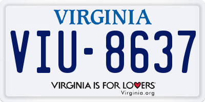 VA license plate VIU8637