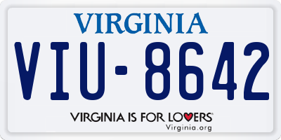 VA license plate VIU8642
