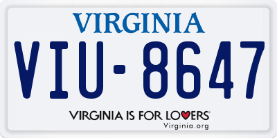 VA license plate VIU8647