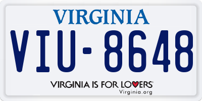 VA license plate VIU8648