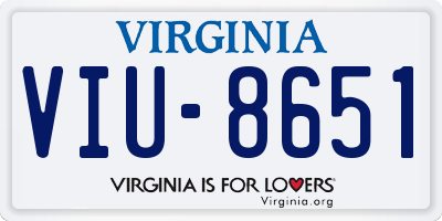 VA license plate VIU8651
