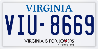 VA license plate VIU8669