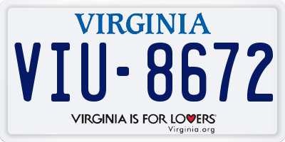 VA license plate VIU8672
