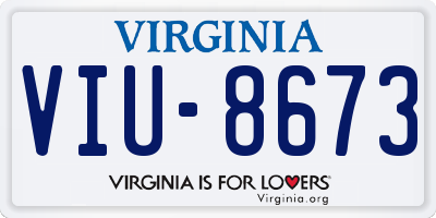 VA license plate VIU8673