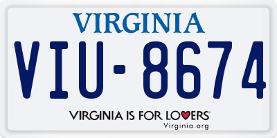 VA license plate VIU8674