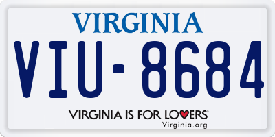VA license plate VIU8684