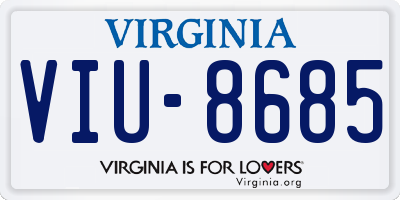 VA license plate VIU8685