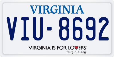 VA license plate VIU8692