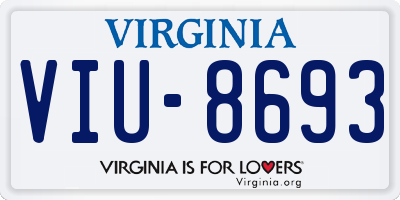 VA license plate VIU8693