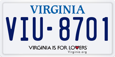 VA license plate VIU8701