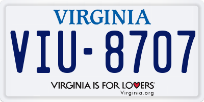 VA license plate VIU8707
