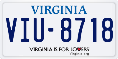 VA license plate VIU8718