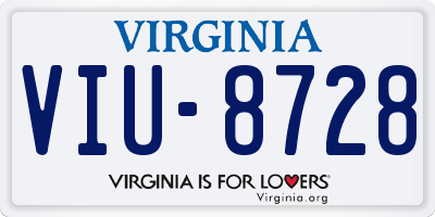 VA license plate VIU8728