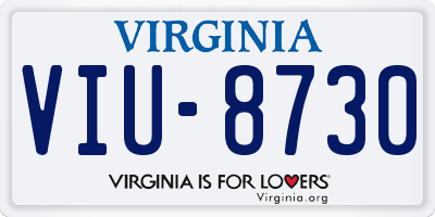 VA license plate VIU8730