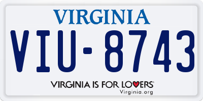 VA license plate VIU8743