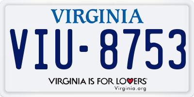 VA license plate VIU8753