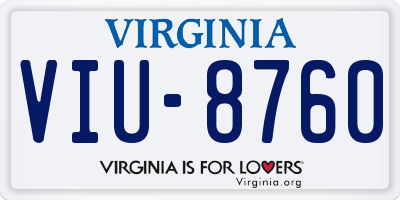 VA license plate VIU8760