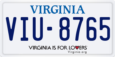 VA license plate VIU8765