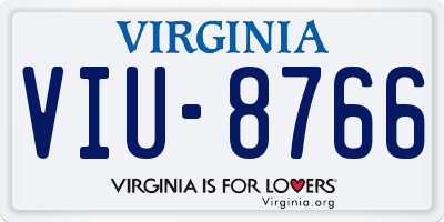 VA license plate VIU8766