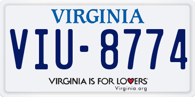 VA license plate VIU8774