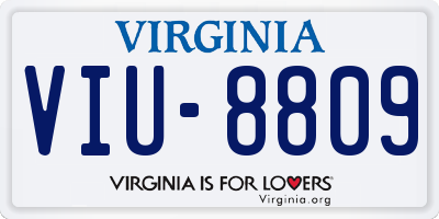 VA license plate VIU8809