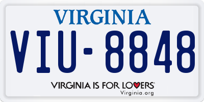 VA license plate VIU8848